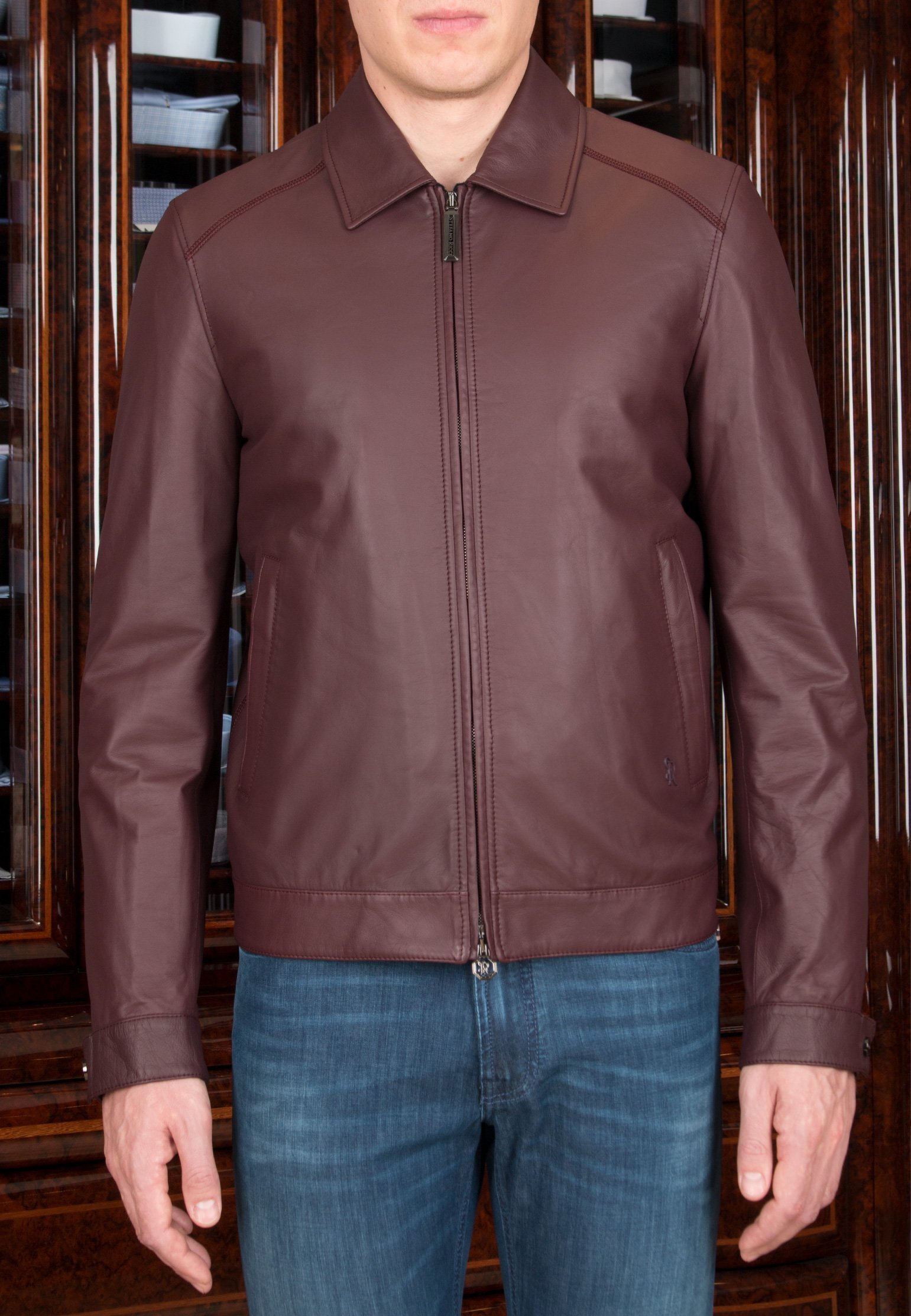 Куртка из кожи ягненка STEFANO RICCI Бордовый, размер 48