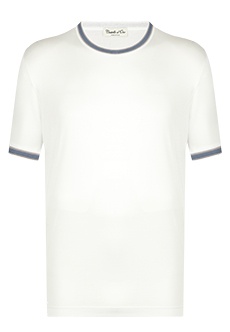 Хлопковая футболка с контрастными манжетами CASTELLO d'ORO