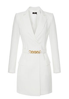 Белое платье-пиджак с декором ELISABETTA FRANCHI