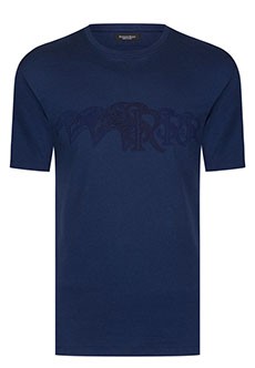 Синяя футболка с вышитым логотипом STEFANO RICCI