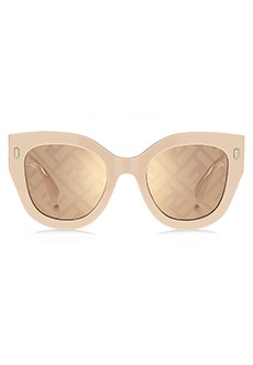 Золотистые солнцезащитные очки с логотипом на линзах FENDI