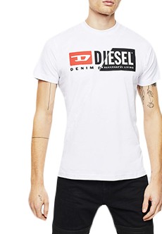 Белая футболка с двойным логотипом DIESEL