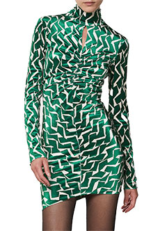 Велюровое платье с принтом Geometric Green  PATRIZIA PEPE