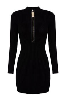 Черное мини-платье стретч на молнии ELISABETTA FRANCHI