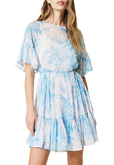 Платье из легкого крепона с цветочным принтом TWINSET Milano