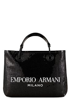 Сумка-шоппер с пайетками и крупным логотипом EMPORIO ARMANI