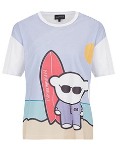 Белая футболка Manga Bear Surf из джерси пима EMPORIO ARMANI