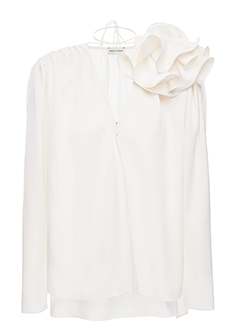 Струящаяся шёлковая блуза с декоративным цветком MAGDA BUTRYM