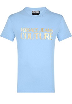 Голубая футболка с принтом VERSACE JEANS COUTURE