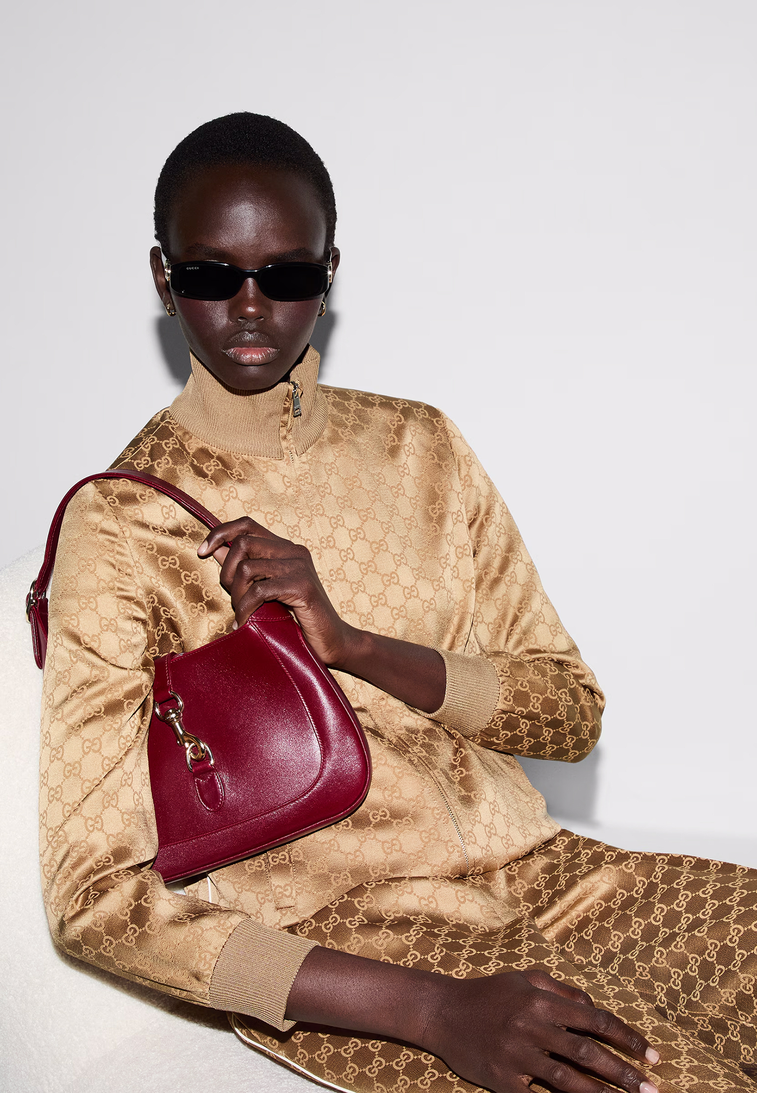 Жаккардовая олимпийка GUCCI (светло-коричневая) женская по цене
