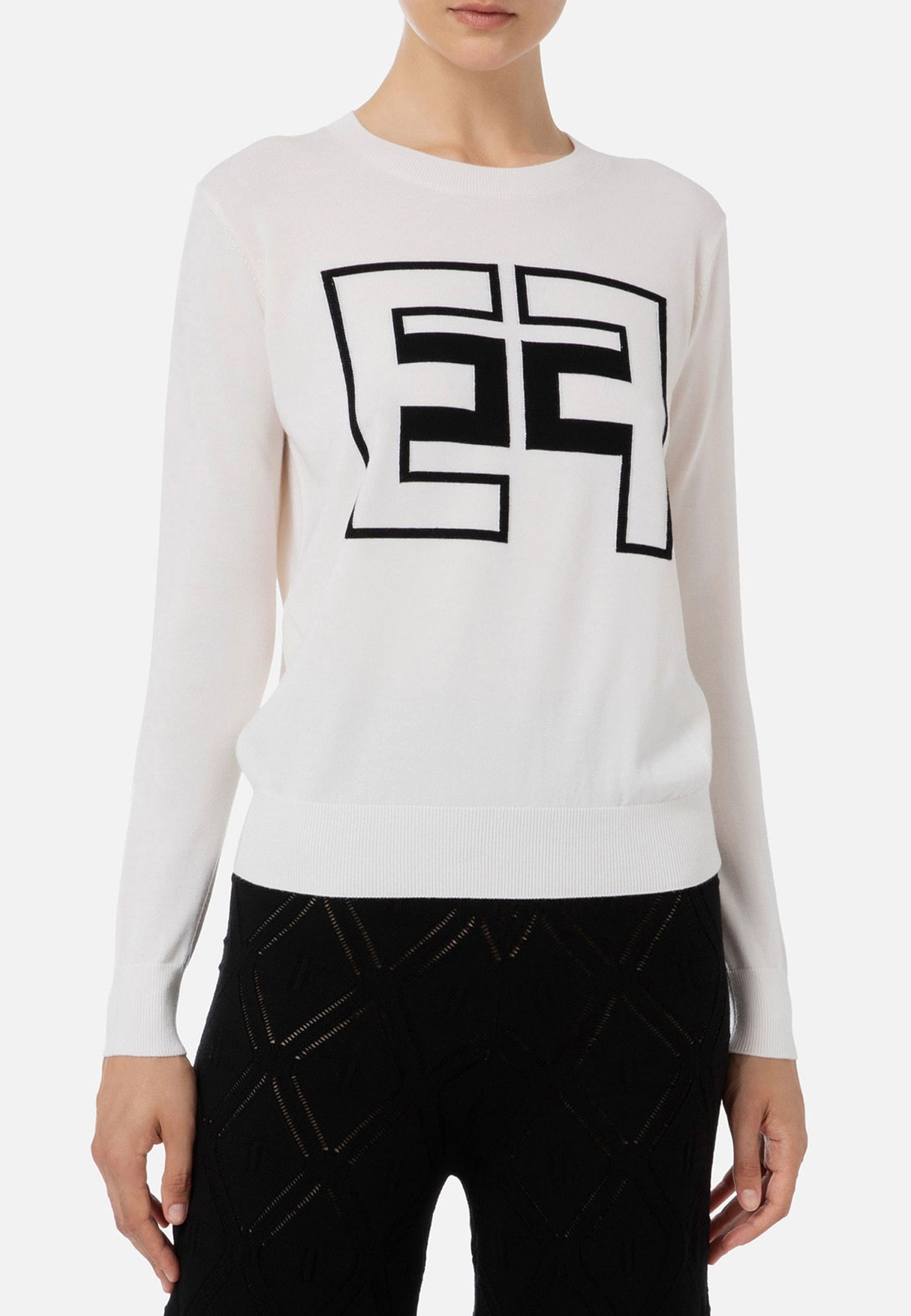 Пуловер ELISABETTA FRANCHI Белый, размер 40