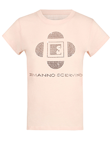 Розовая футболка с логотипом из страз ERMANNO SCERVINO
