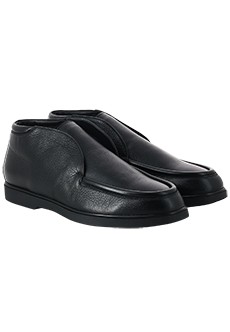 Черные ботинки из зернистой кожи на меху W.GIBBS