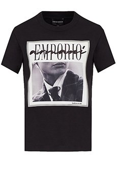 Черная футболка с принтом EMPORIO ARMANI