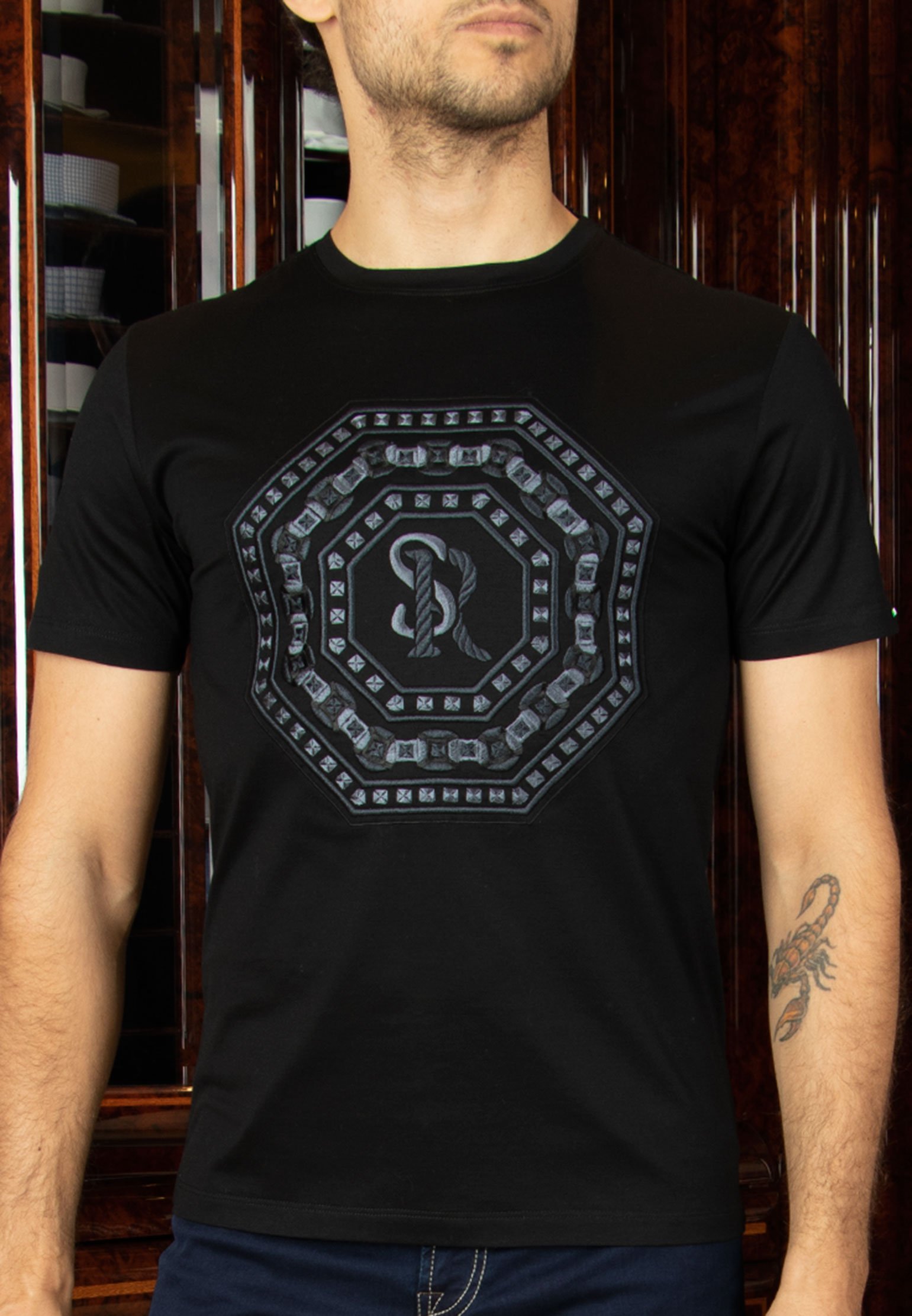 Хлопковая футболка STEFANO RICCI Черный, размер S 109782 - фото 1