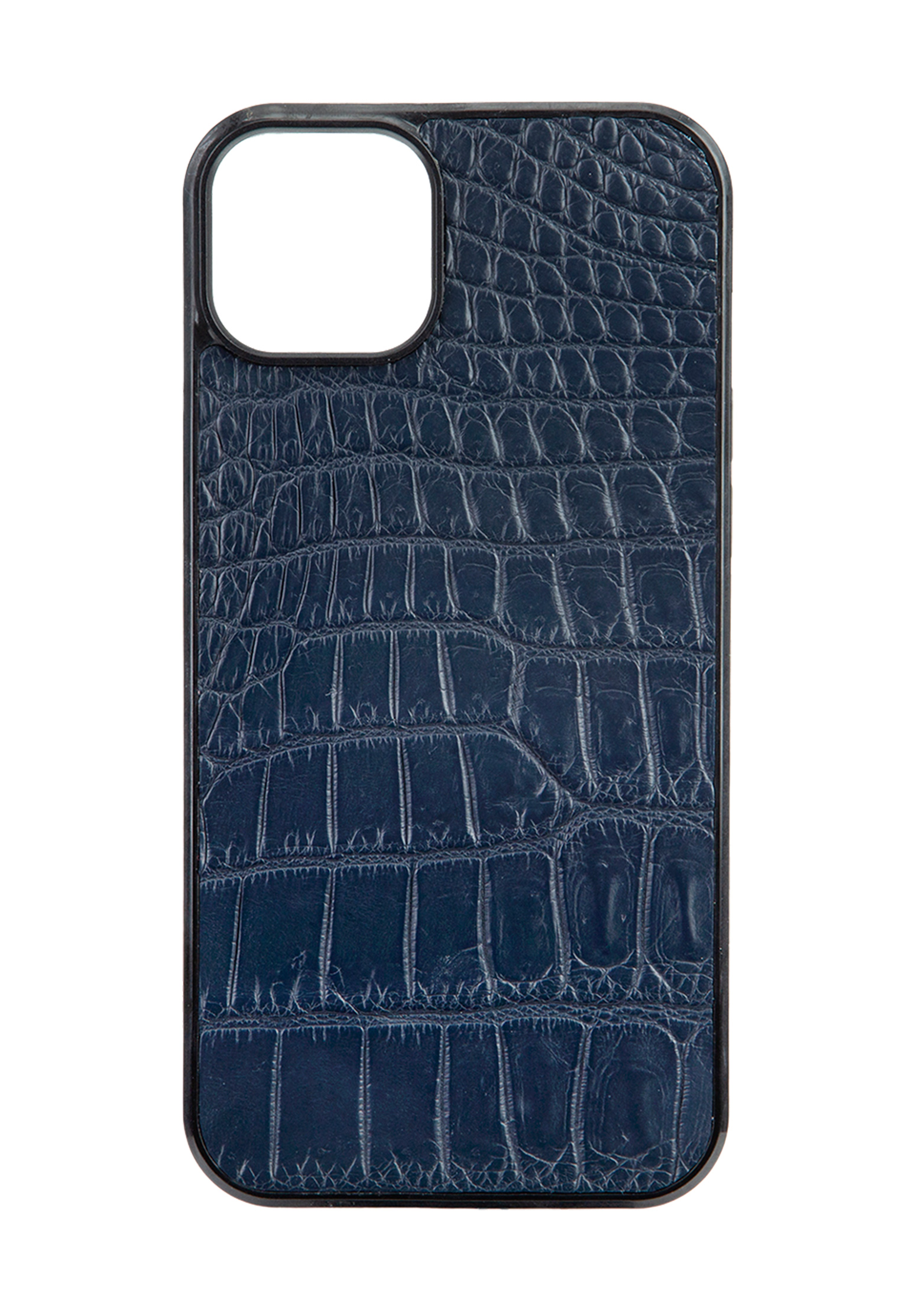 Чехол для iPhone 12 Pro МАХ из кожи крокодила BARDINI Синий 157944 - фото 1