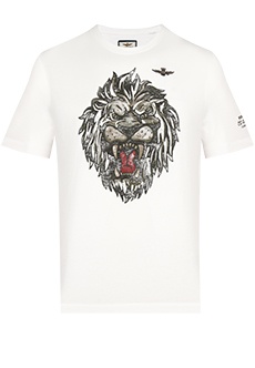 Хлопковая футболка с изображением льва AERONAUTICA MILITARE
