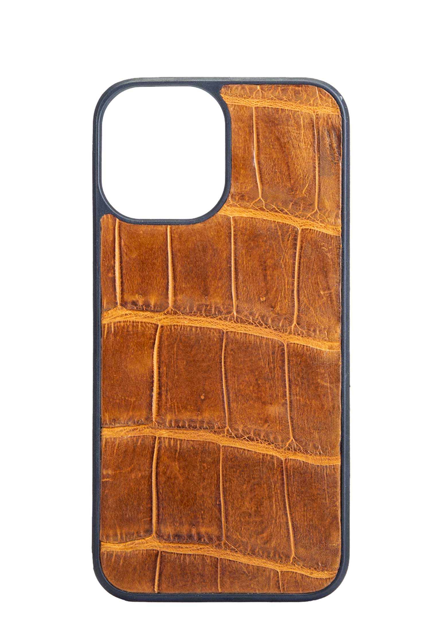 Чехол для iPhone 12 Pro МАХ из кожи крокодила BARDINI Коричневый