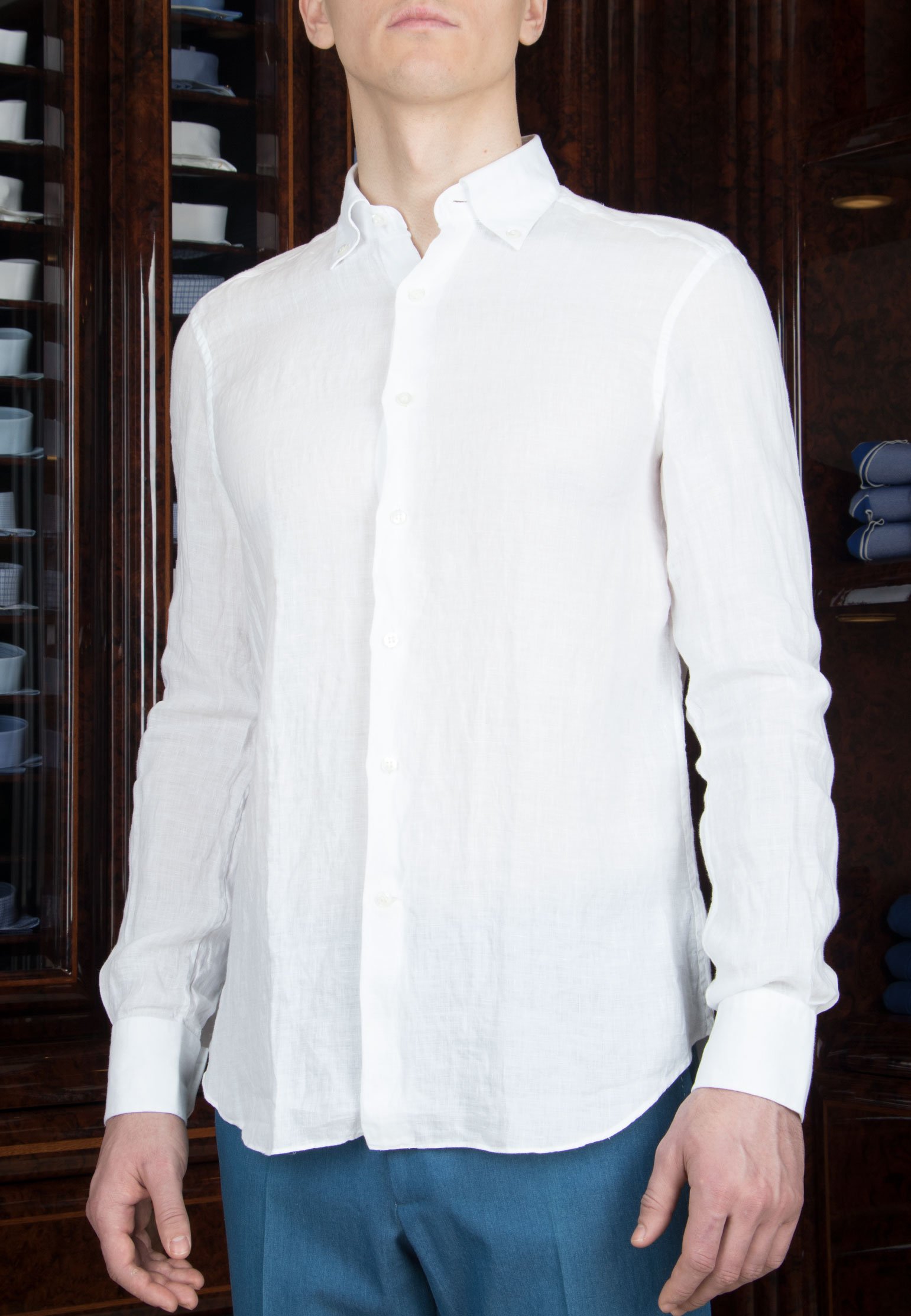 Льняная рубашка STEFANO RICCI белого цвета