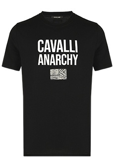 Прямая футболка из хлопка ROBERTO CAVALLI