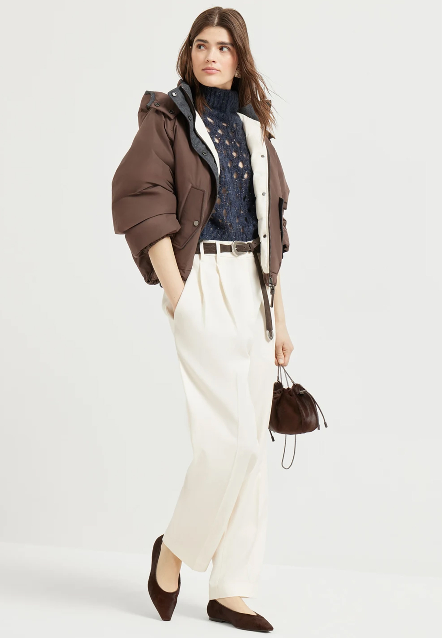 

Пуховик BRUNELLO CUCINELLI, Коричневый, Коричневый