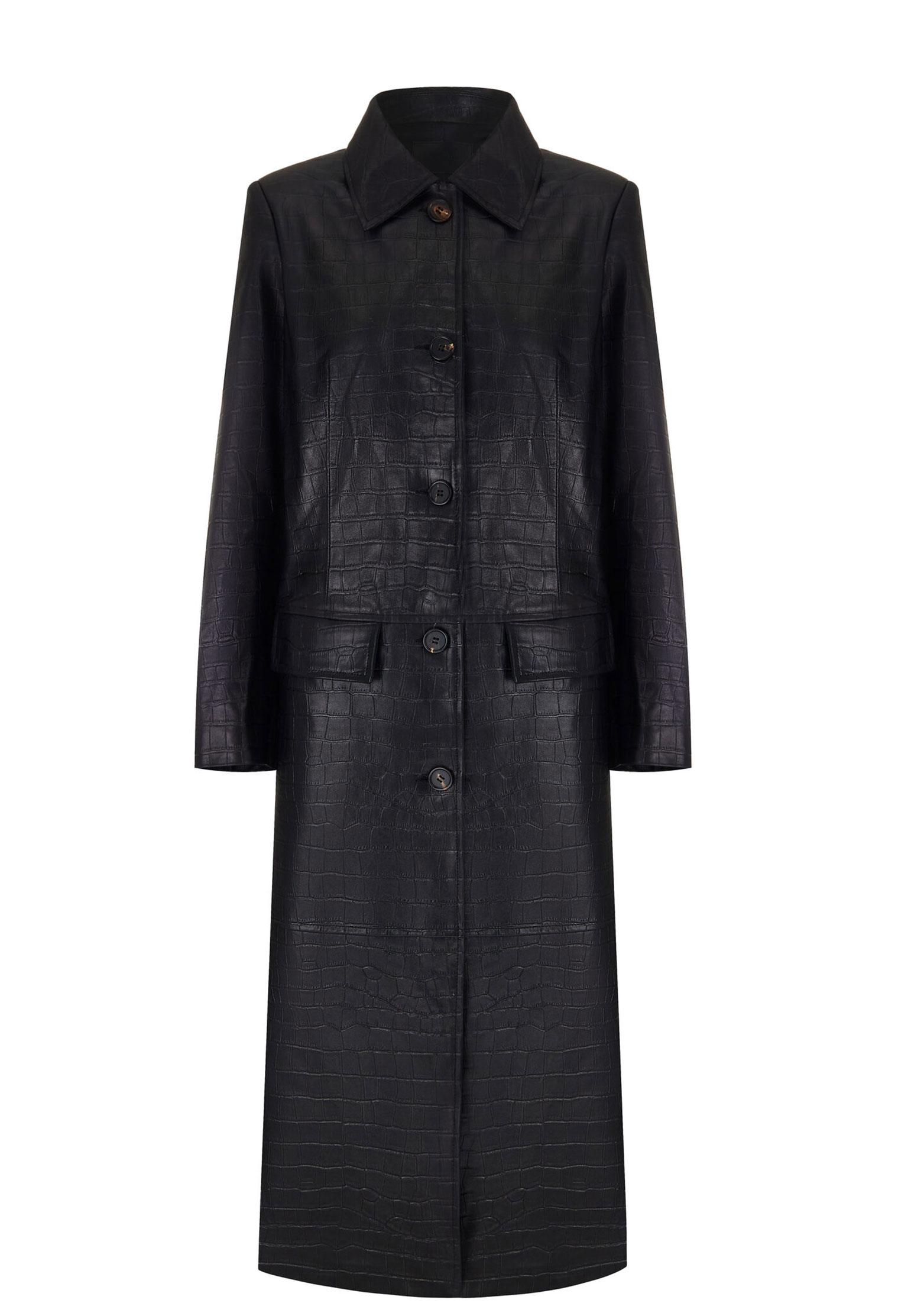 Кожаное пальто Кроко THE REAL BASE