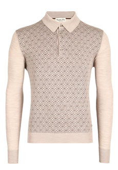 Рубашка-поло из шерсти и шёлка с узором CASTELLO d'ORO