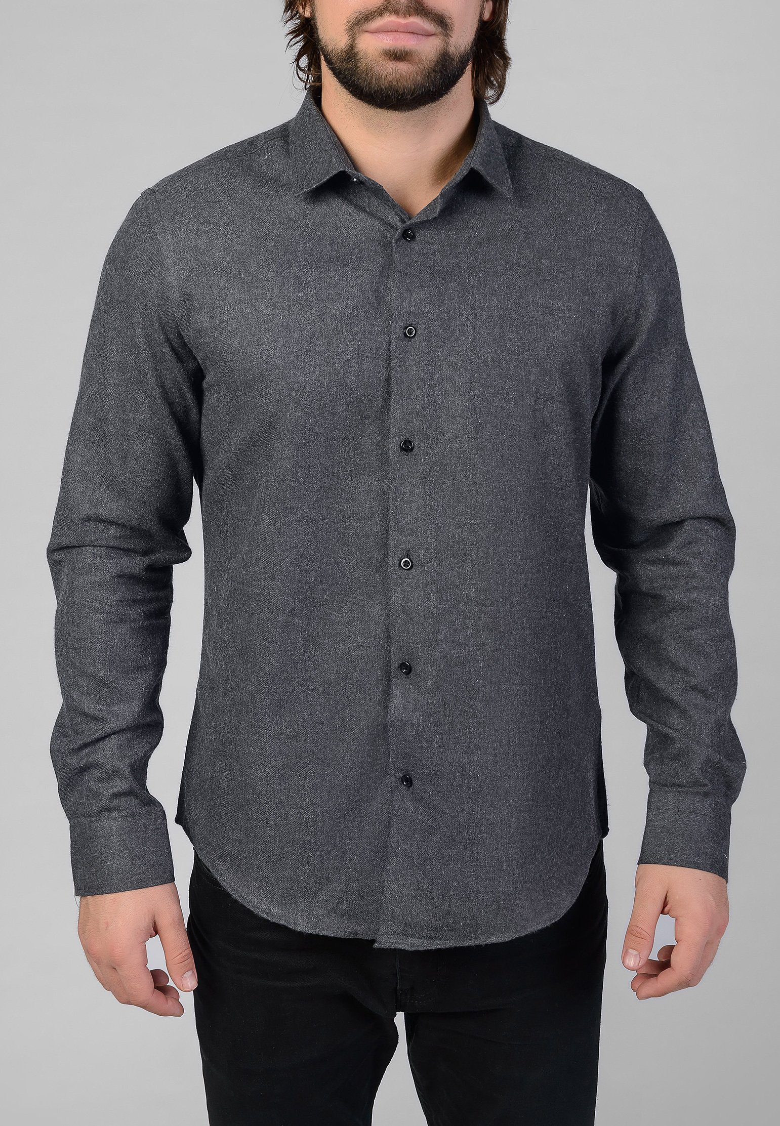 Байковая рубашка STEFANO BELLINI серого цвета