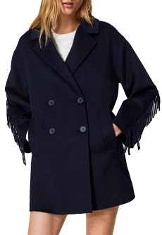 Пальто из двухлицевой шерсти с бахромой TWINSET Milano