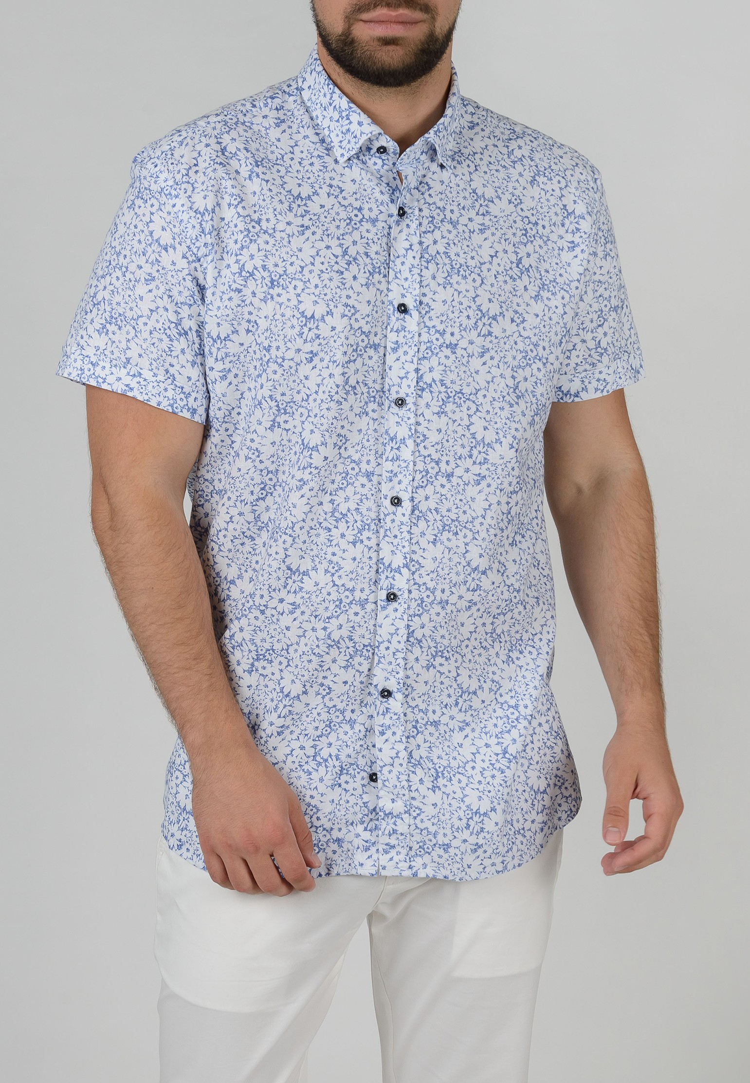 Вельветовая рубашка STEFANO BELLINI Голубой, размер 56 132492 - фото 1
