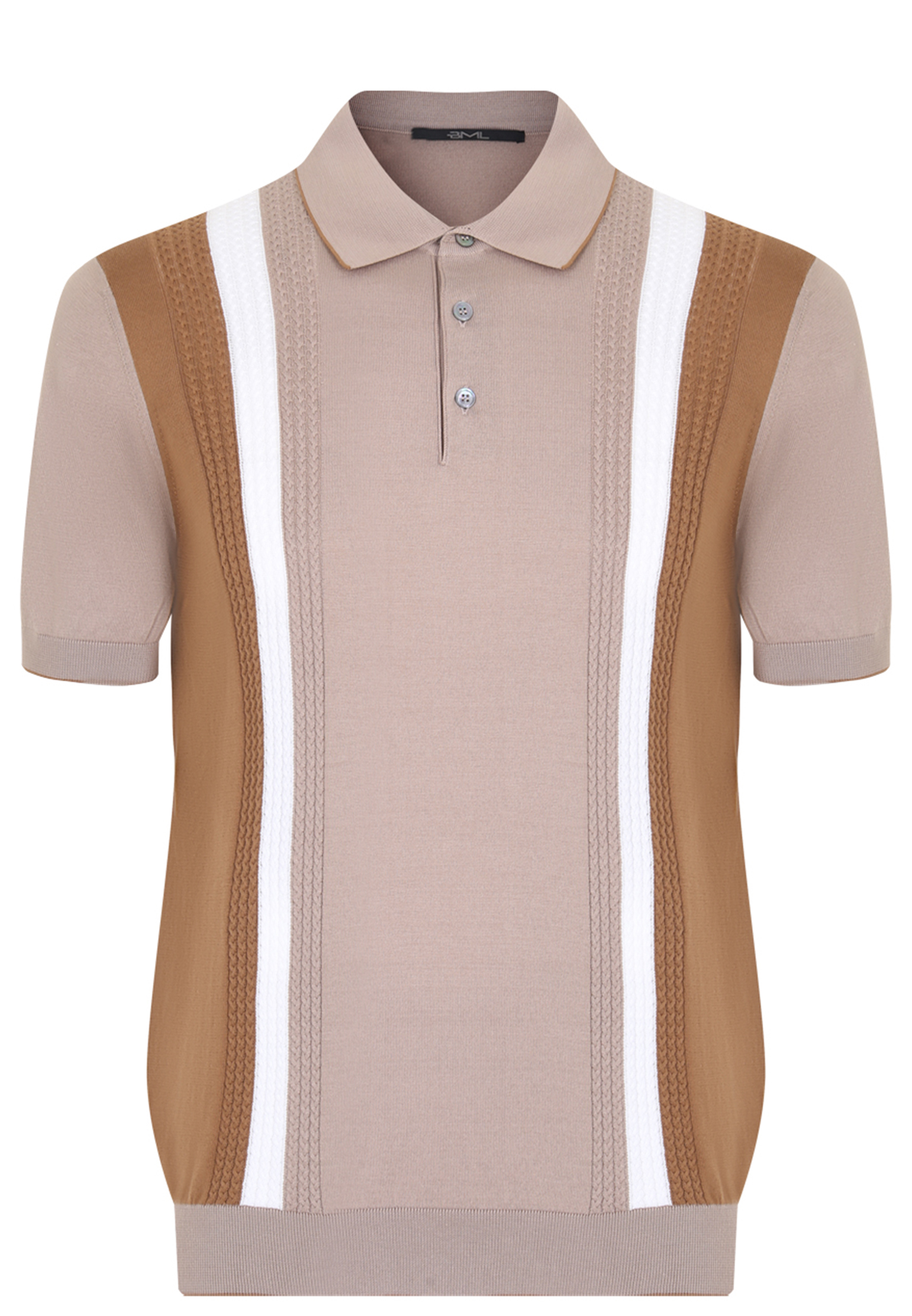 Пуловер BML Polo Buttons Neck Short Sleeve, 300074 BML Бежевый, размер 48