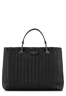 Черная плетеная сумка-шоппер от EMPORIO ARMANI