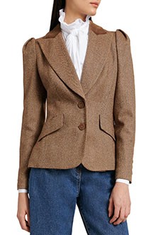 Шерстяной пиджак с узором в ёлочку LUISA SPAGNOLI