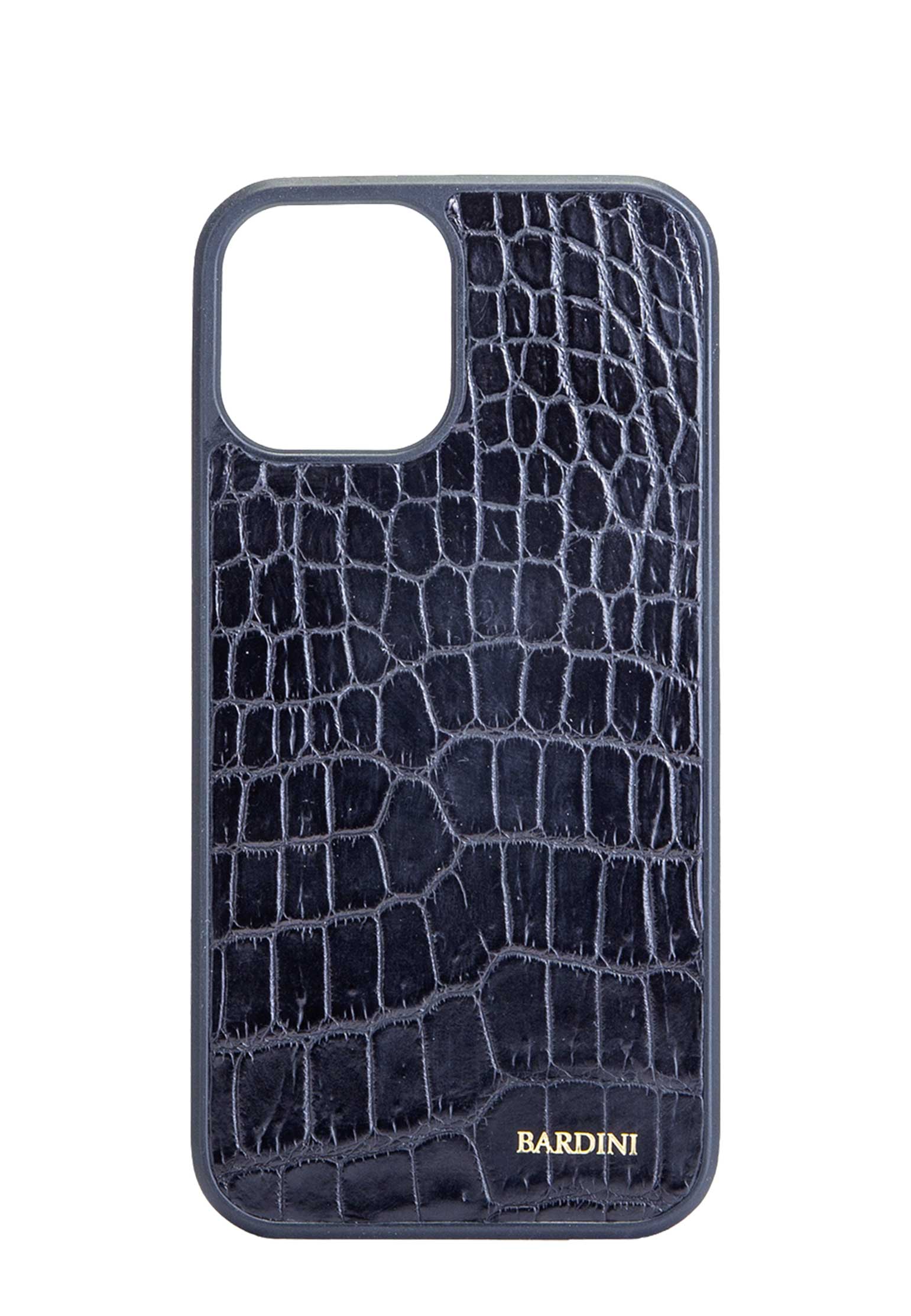 Чехол для iPhone 12 Pro из кожи крокодила BARDINI Черный