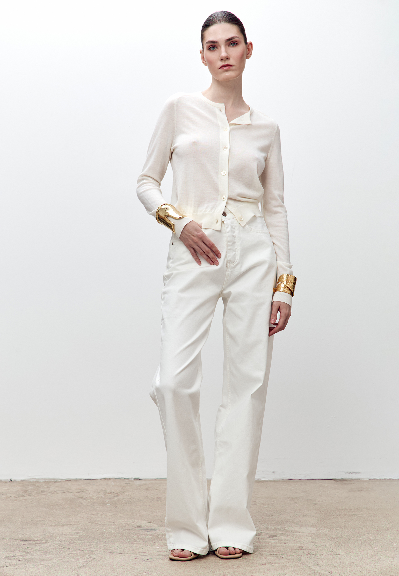 

Прямые джинсы на высокой посадке AZUR, Белый, Белый