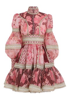 Розовое платье с узором ZIMMERMANN