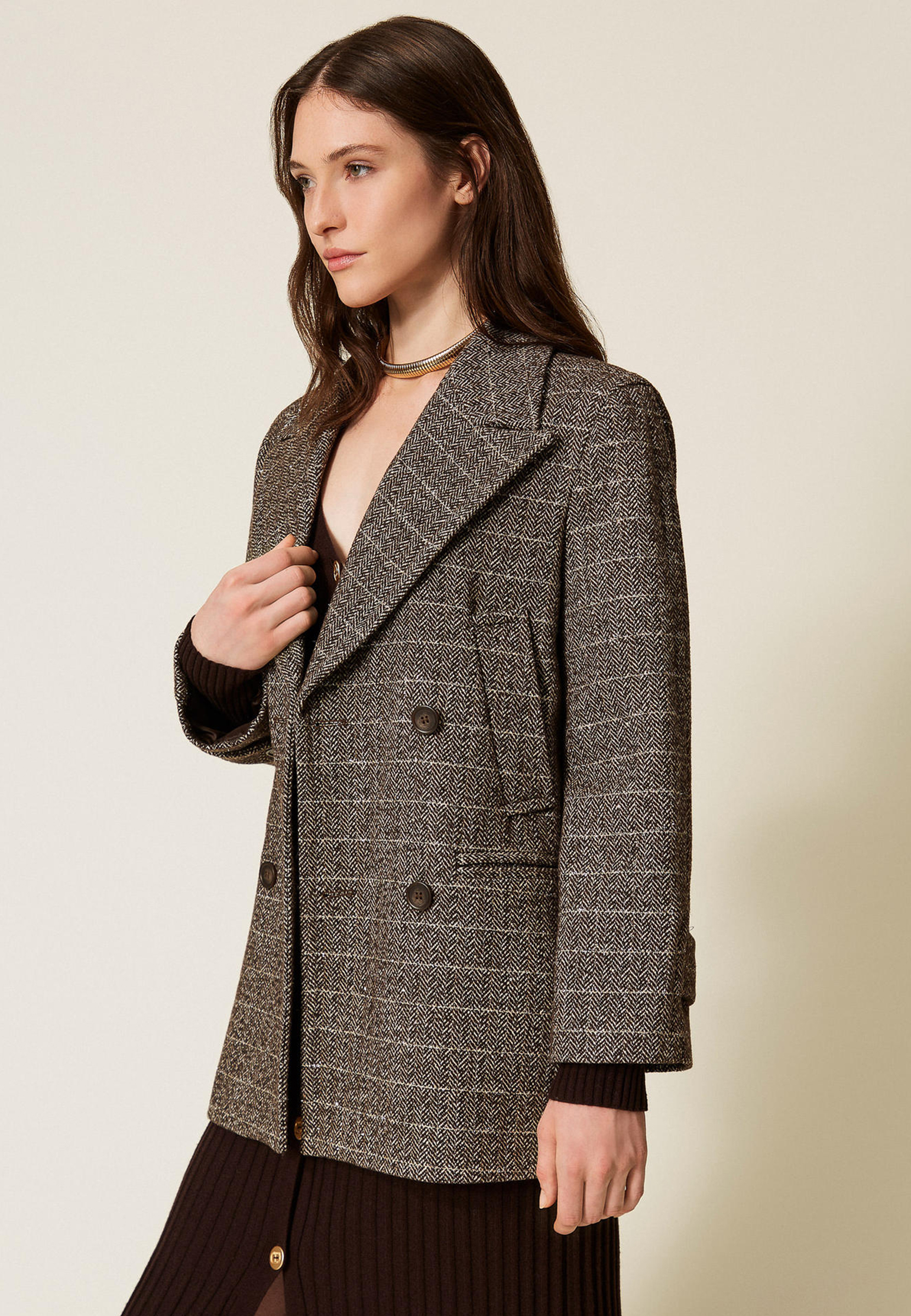 

Полупальто TWINSET Milano, Коричневый, Коричневый