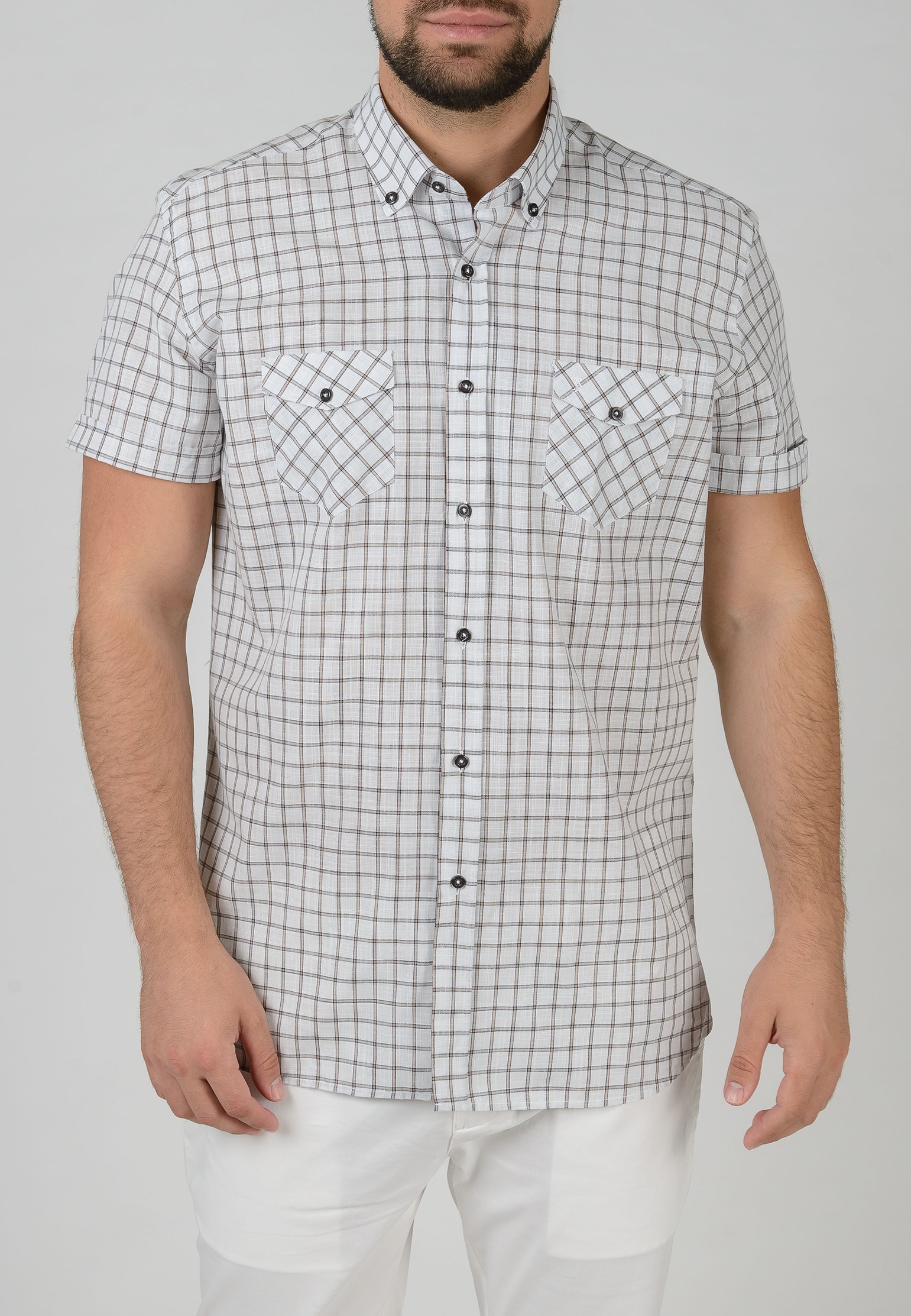 Вельветовая рубашка STEFANO BELLINI Белый, размер 50 132486 - фото 1