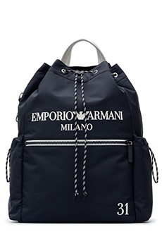 Синий рюкзак с контрастным логотипом EMPORIO ARMANI