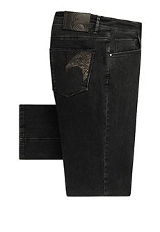Прямые джинсы с кожаным логотипом  STEFANO RICCI