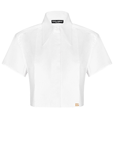 Укороченная рубашка из поплина с логотипом DOLCE&GABBANA