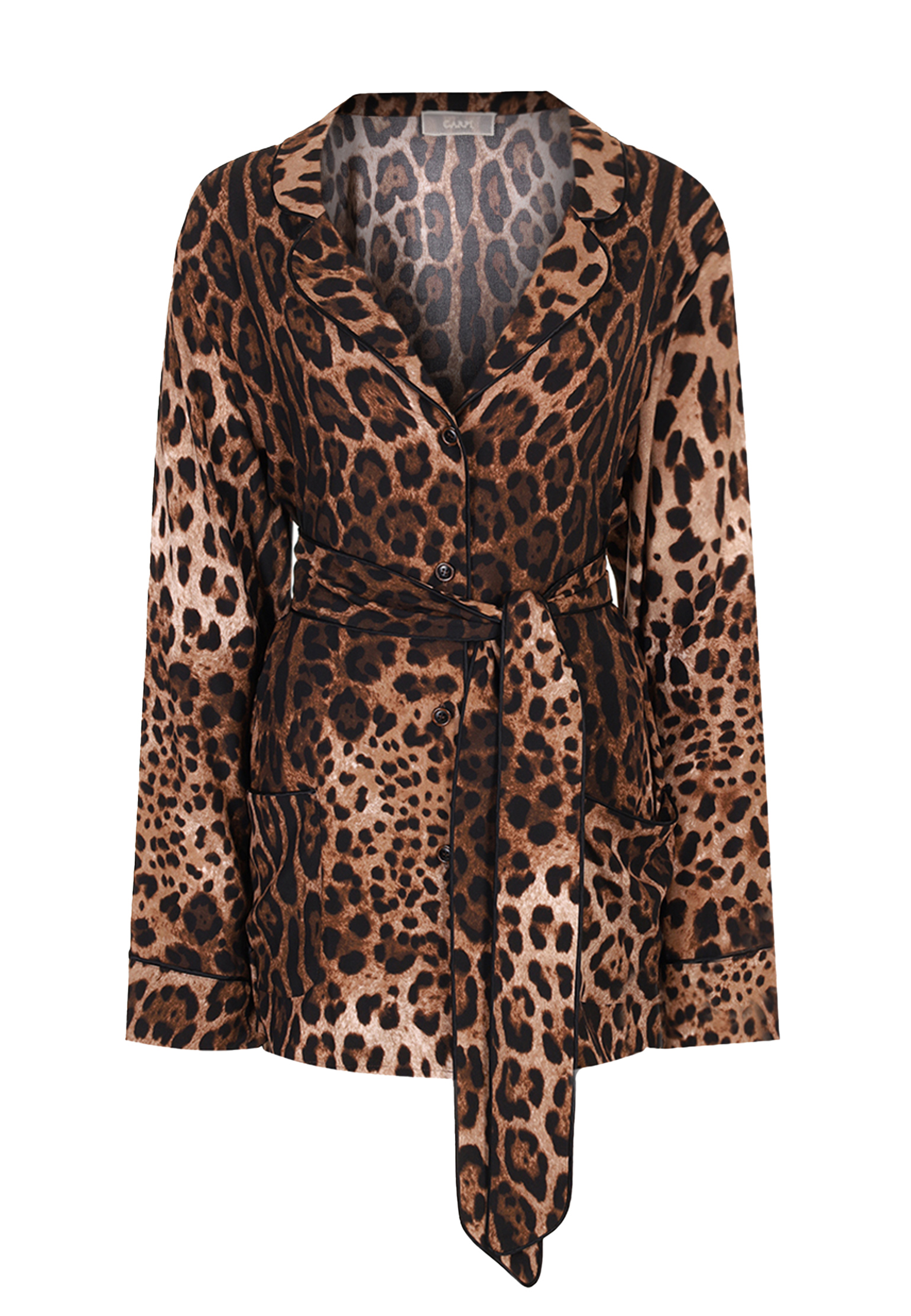 

Блуза из леопардового шелка с поясом CARPI, Разноцветный, Разноцветный