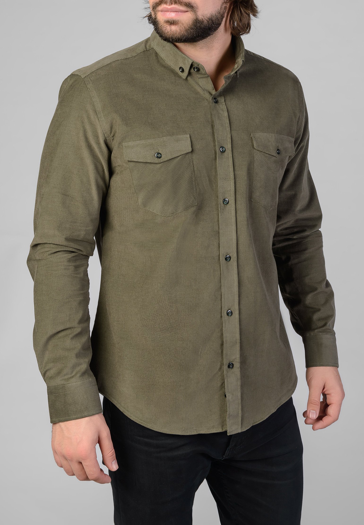 Вельветовая рубашка Гант мужская зеленая