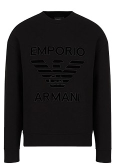 Свитшот с бархатным логотипом EMPORIO ARMANI