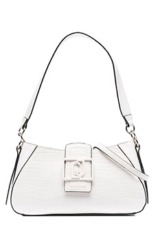Белая сумка-багет с широким ремешком LIU JO