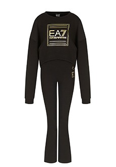 Черный спортивный костюм с замком на спинке EA7