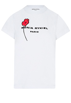 Хлопковая футболка с цветком SONIA RYKIEL