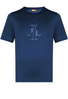 Синяя хлопковая футболка с логотипом ZILLI