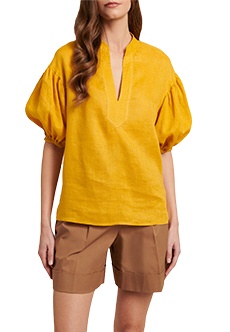 Льняная блуза с объемными рукавами LUISA SPAGNOLI