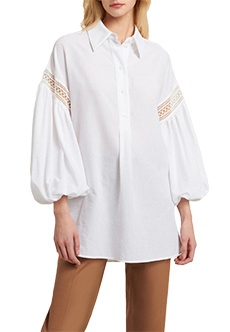 Хлопковая блуза с рукавами-буфами LUISA SPAGNOLI
